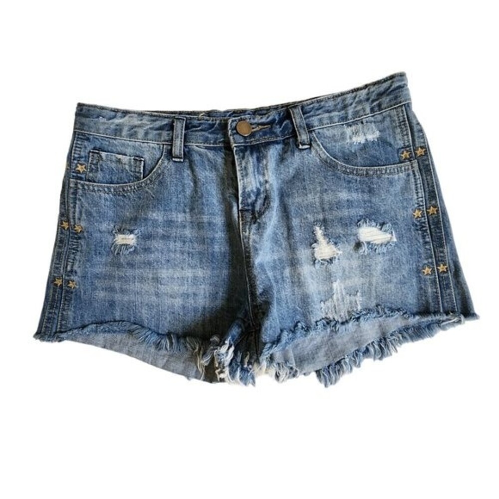 Mod Ref blue distressed jean shorts sz M